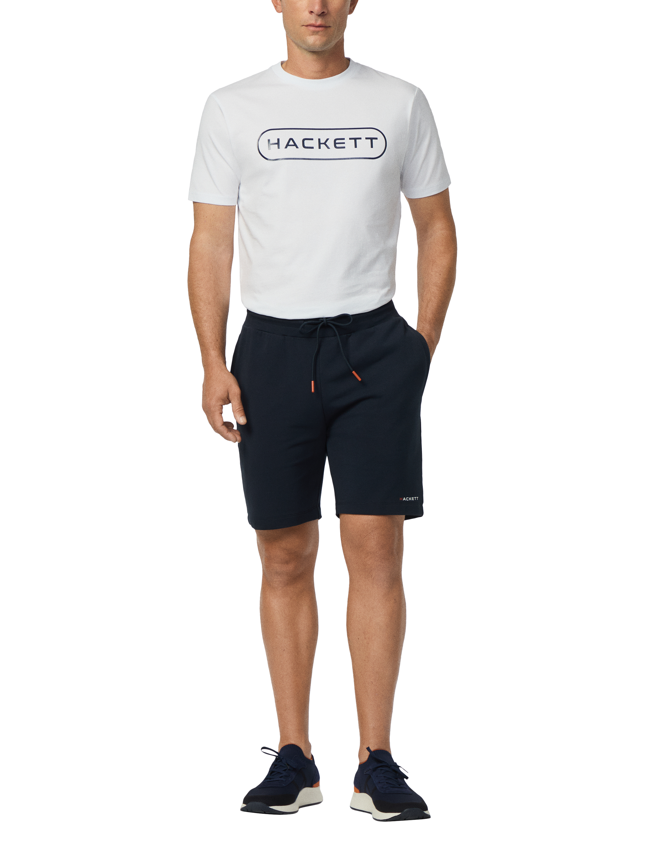 Product image 2 of 6, which shows Hackett London Cotton Blend Jogger Shorts, Navy, L