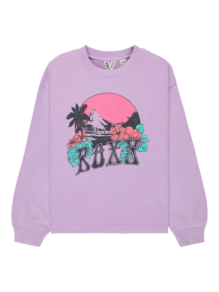 Roxy Kids' East Side Long Sleeve Sweatshirt, Crocus Petal, Crocus Petal