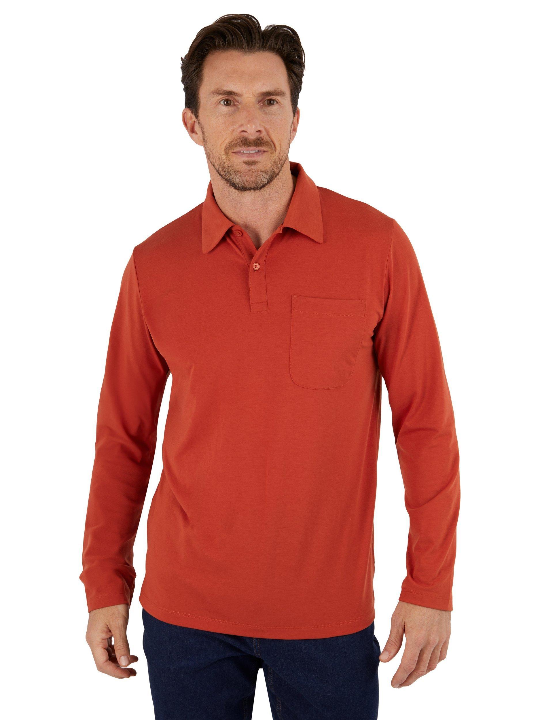 Product image 1 of 5, which shows Rohan Global Long Sleeve Polo Shirt, Coast Red, S