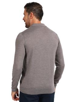 Rohan Men's Merino Wool Long Sleeve Polo Shirt - view 2, Ash Brown Marl