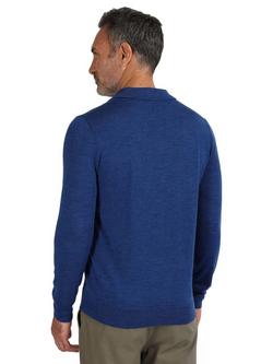 Rohan Men's Merino Wool Long Sleeve Polo Shirt - view 2, Stratus Blue