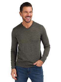Rohan Men's Merino V Neck Jumper, Tundra Brown Marl, Tundra Brown Marl