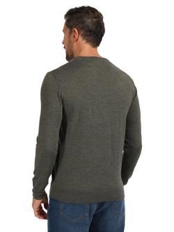 Rohan Men's Merino V Neck Jumper, Tundra Brown Marl - view 2, Tundra Brown Marl