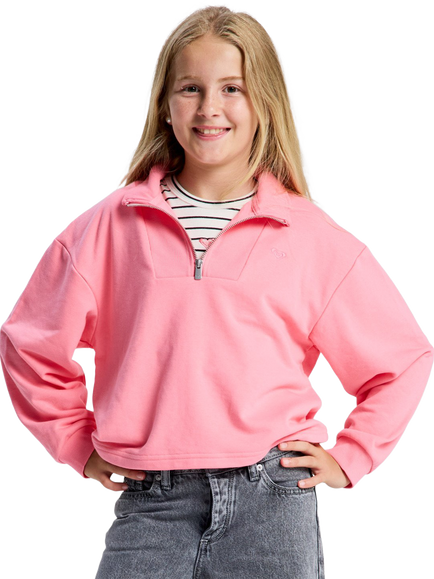 Roxy Kids' Breezy Current Zip Neck Sweatshirt, Plumeria, Plumeria