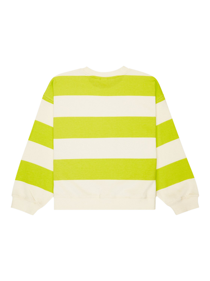 Roxy Kids' Cotton Blend Little Things Crew Neck Striped Sweatshirt, Daiquiry Green - view 2, Daiquiry Green