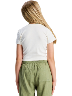 Roxy Kids' Slogan Crop T-Shirt, Coconut Milk - view 2, Coconut Milk