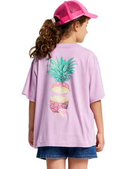 Roxy Kids' Cotton Pineapple Print Oversized T-Shirt, Crocus Petal - view 2, Crocus Petal