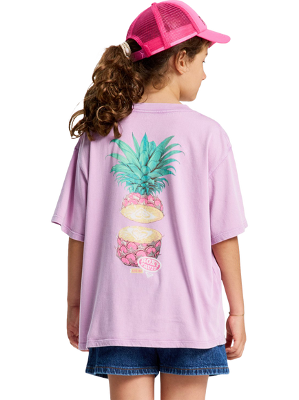 Roxy Kids' Cotton Pineapple Print Oversized T-Shirt, Crocus Petal - view 2, Crocus Petal