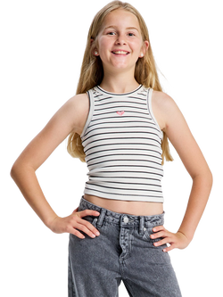 Roxy Kids' Iconic Stripe Sleeveless Vest, Coconut Mil, Coconut Milk