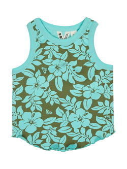 Roxy Kids' Sunlight Boost Sleeveless Vest, Oil Green The Mo, Oil Green The Mo
