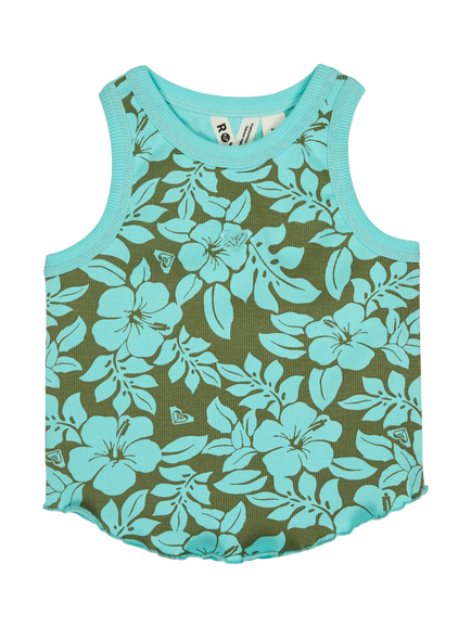 Roxy Kids' Sunlight Boost Sleeveless Vest, Oil Green The Mo, Oil Green The Mo