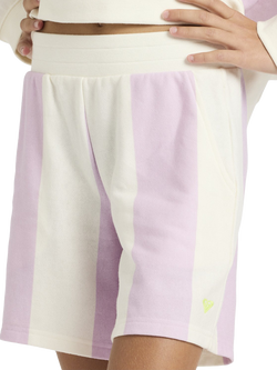 Roxy Kids' Little Things Cotton Stripe Jogger Shorts, Crocus Petal, Crocus Petal