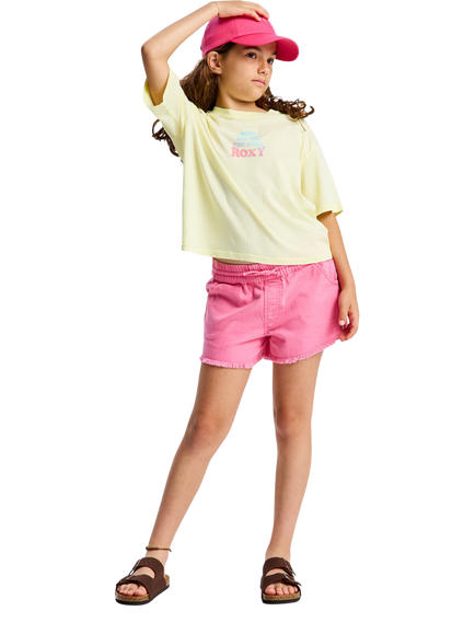Roxy Kids' Scenic Route Frill Hem Shorts, Sangria Sunset, Sangria Sunset
