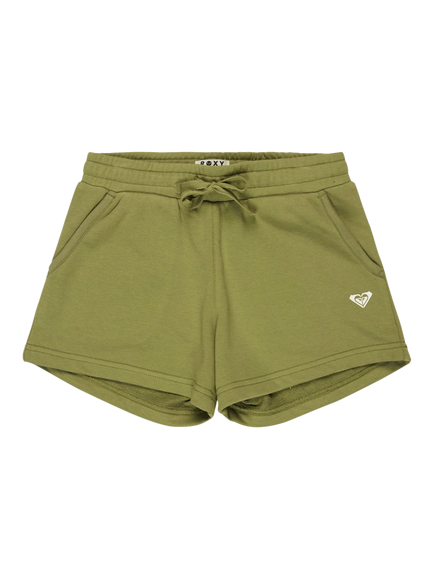 Roxy Kids' Surf Feeling Drawstring Sweat Shorts, Oil Green, Oil Green