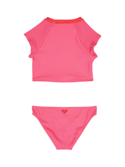 Roxy Kids' Aruba Crop Rash Vest Set, Sangria Sunset - view 2, Sangria Sunset