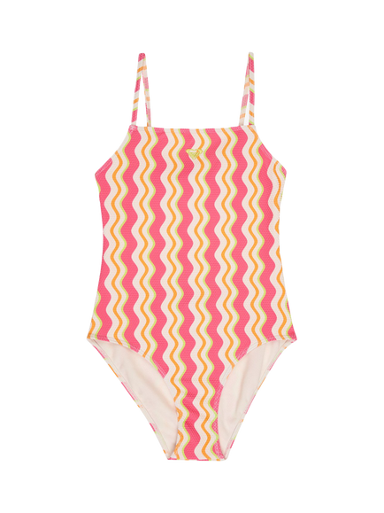 Roxy Kids' Stripe Textured Swimsuit, Bold Waves, Bold Waves