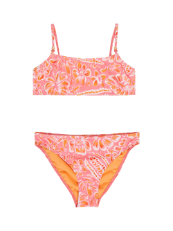 Roxy Kids' Soleil Square Neck Bikini, Plumeria Wildside, Plumeria Wildside