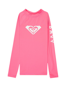 Roxy Kids'  Whole Hearted Long Sleeve Rash Vest, Sangria Sunset, Sangria Sunset