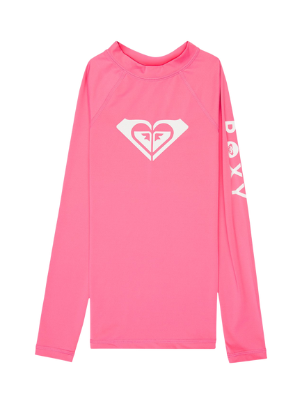 Roxy Kids'  Whole Hearted Long Sleeve Rash Vest, Sangria Sunset, Sangria Sunset
