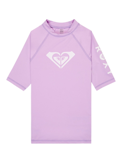 Roxy Kids'  Whole Hearted Short Sleeve Rash Vest, Crocus Petal, Crocus Petal