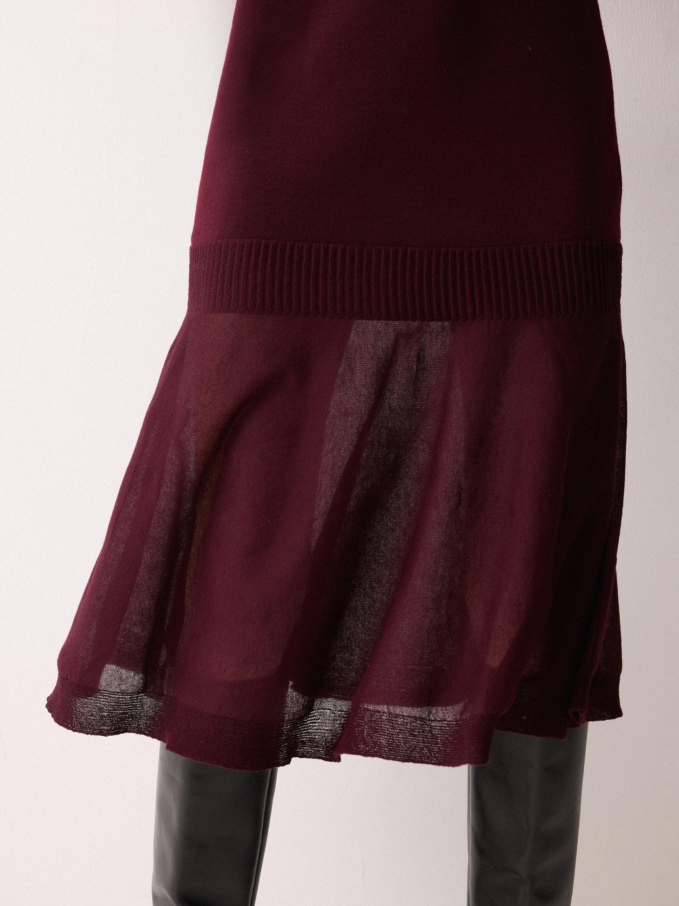Product image 6 of 6, which shows Jigsaw Sheer Panel Wool Rich Jumper Dress, Burgandy, XS
