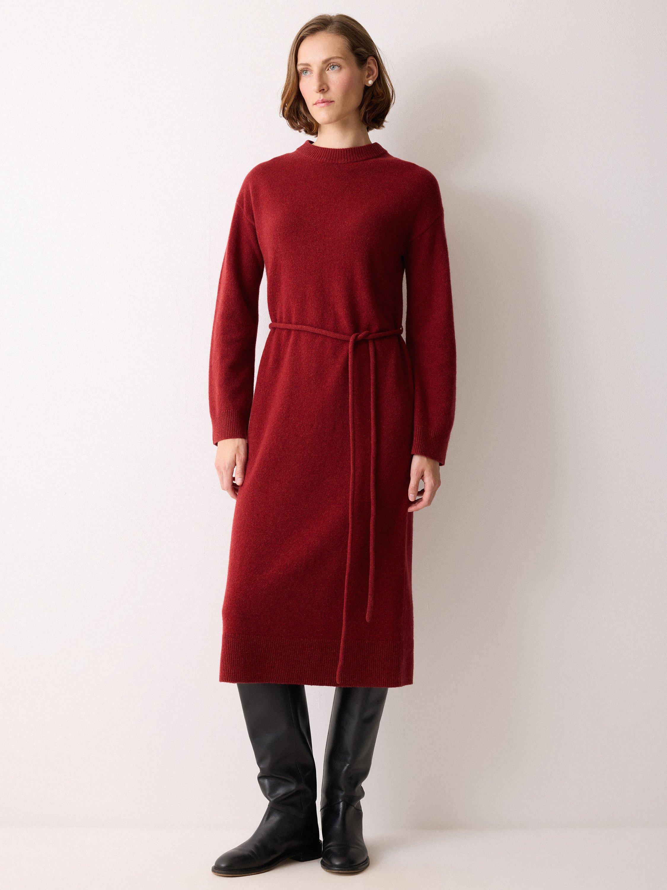 Jigsaw Scarf Detail Pure Wool Jumper Dress, Red