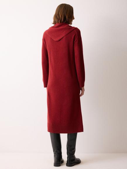 Jigsaw Scarf Detail Pure Wool Jumper Dress, Red - view 2, Red