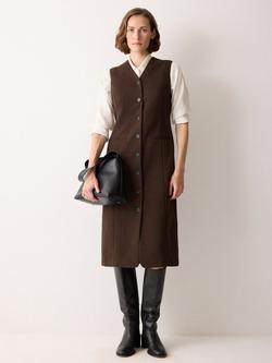 Jigsaw V-Neck Waistcoat Dress, Brown, Brown