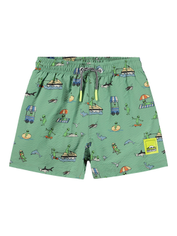 Molo Kids' Niko Swim Shorts, Alien Vacation, Alien Vacation