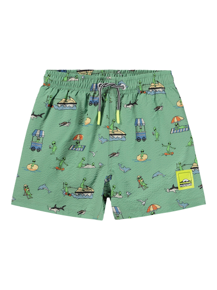 Molo Kids' Niko Swim Shorts, Alien Vacation, Alien Vacation