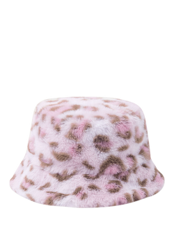 Angels by Accessorize Kids' Faux Fur Leopard Bucket Hat, Multi, Multi