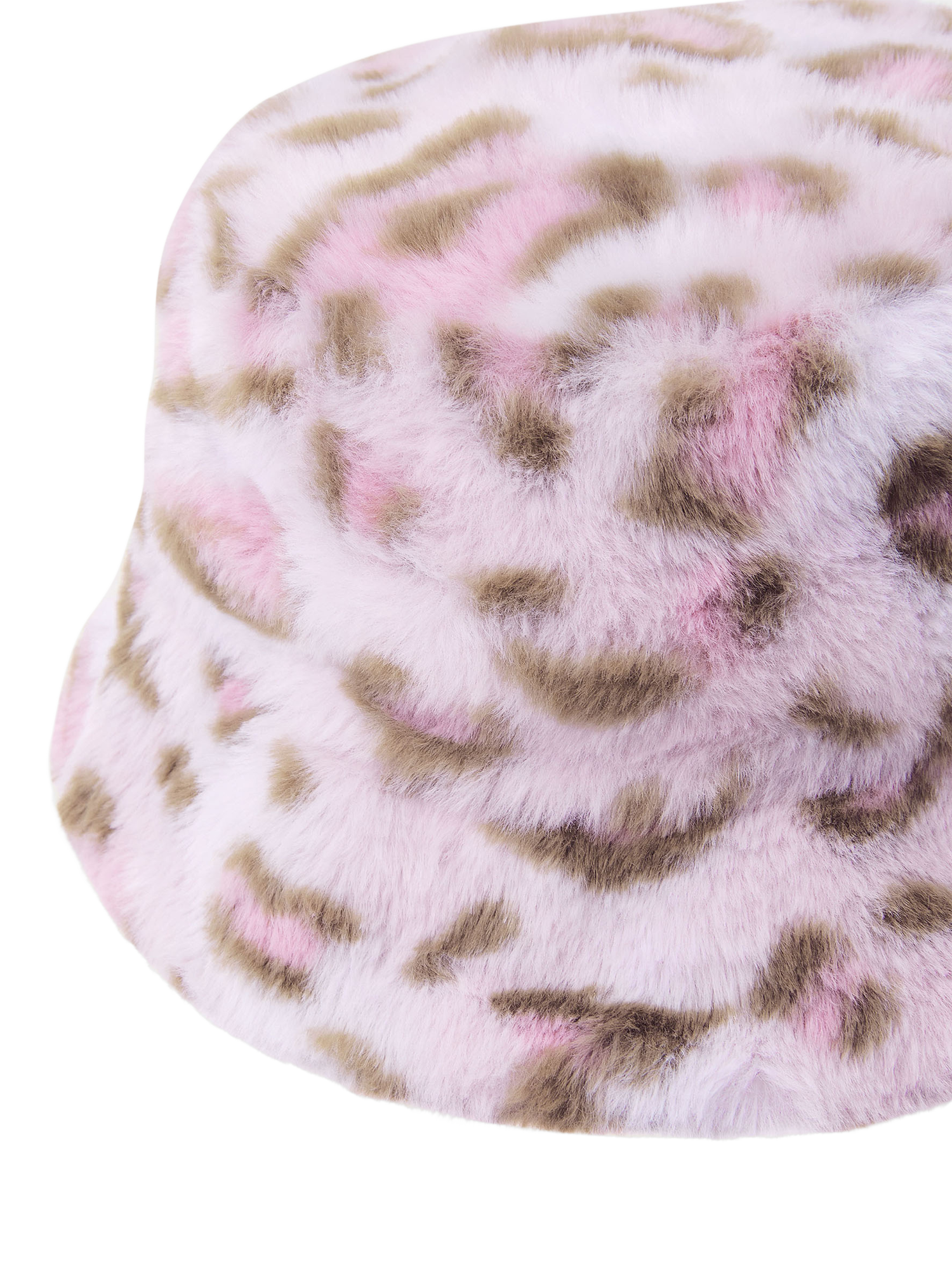 Product image 3 of 3, which shows Angels by Accessorize Kids' Faux Fur Leopard Bucket Hat, Multi, 3-6 years