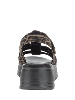 Gabor Abel Wide Fit Leopard Print Flatform Slingback Sandals, Black/Brown - view 2, Black/Brown