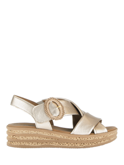 Gabor Auckland Leather Platform Slingback Sandals, Champagne, Champagne