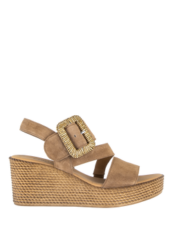 Gabor Embrace Suede Woven Wedge Heel Slingback Sandals, Peanut, Peanut