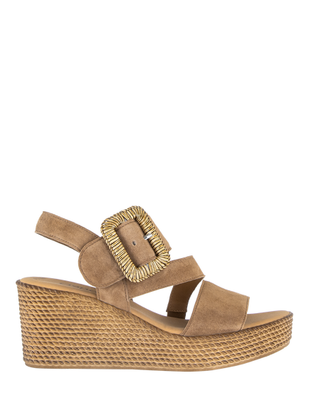Gabor Embrace Suede Woven Wedge Heel Slingback Sandals, Peanut, Peanut