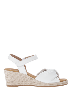 Gabor Moon Wide Fit Leather Wedge Heel Slingback Sandals, White, White