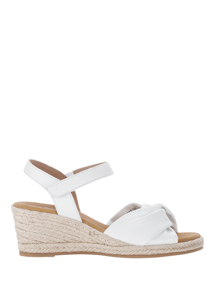 Gabor Moon Wide Fit Leather Wedge Heel Slingback Sandals, White, White
