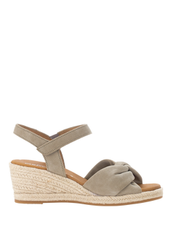 Gabor Moon Wide Fit Suede Wedge Heel Slingback Sandals, Taupe, Taupe