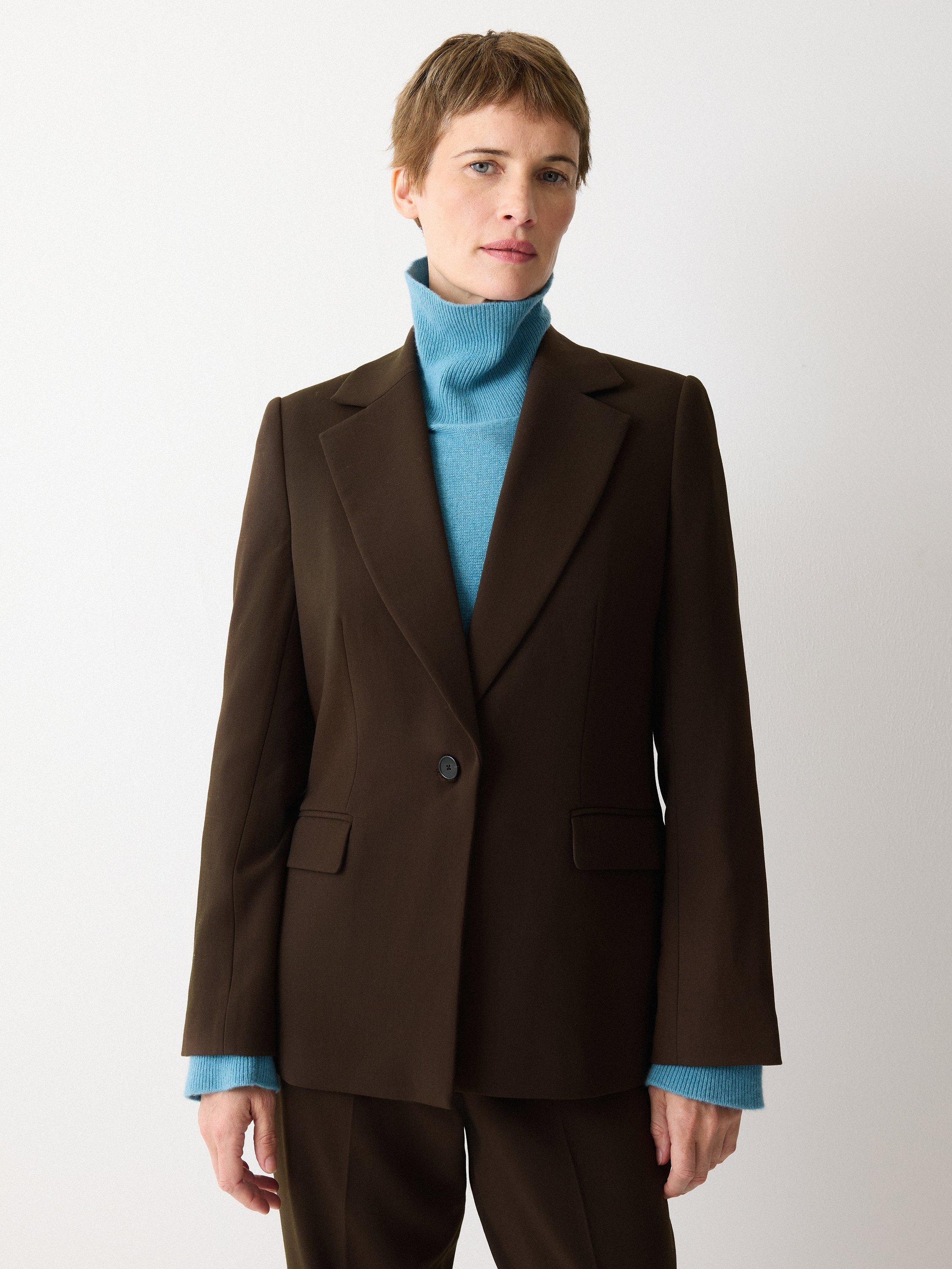 Product image 1 of 6, which shows Jigsaw Kenley Crepe Blazer, Brown, 6