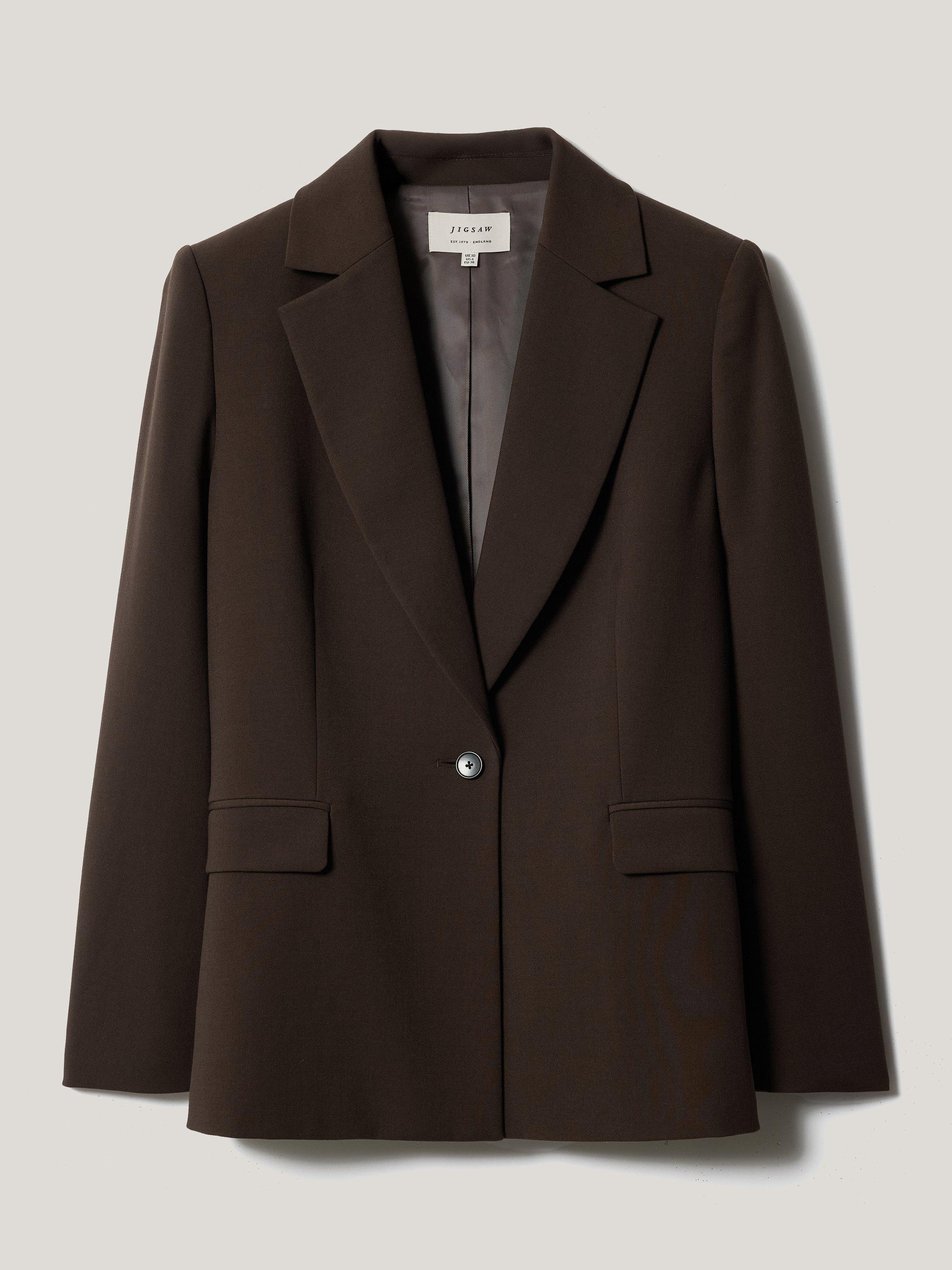 Product image 5 of 6, which shows Jigsaw Kenley Crepe Blazer, Brown, 6