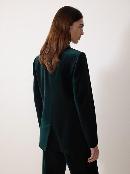 Jigsaw Velvet Satin Shawl Blazer - view 2, Green