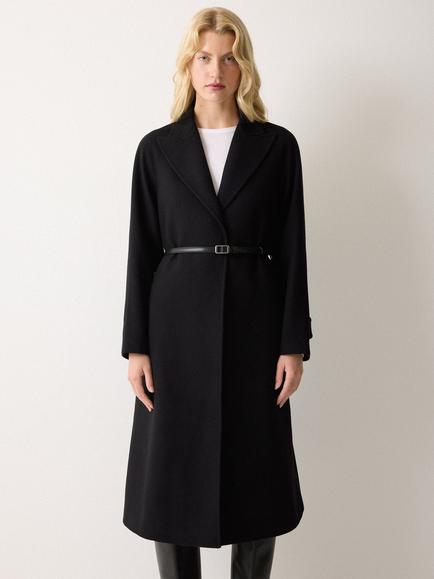 Jigsaw Belted Raglan Wool Rich Coat, Black, Black