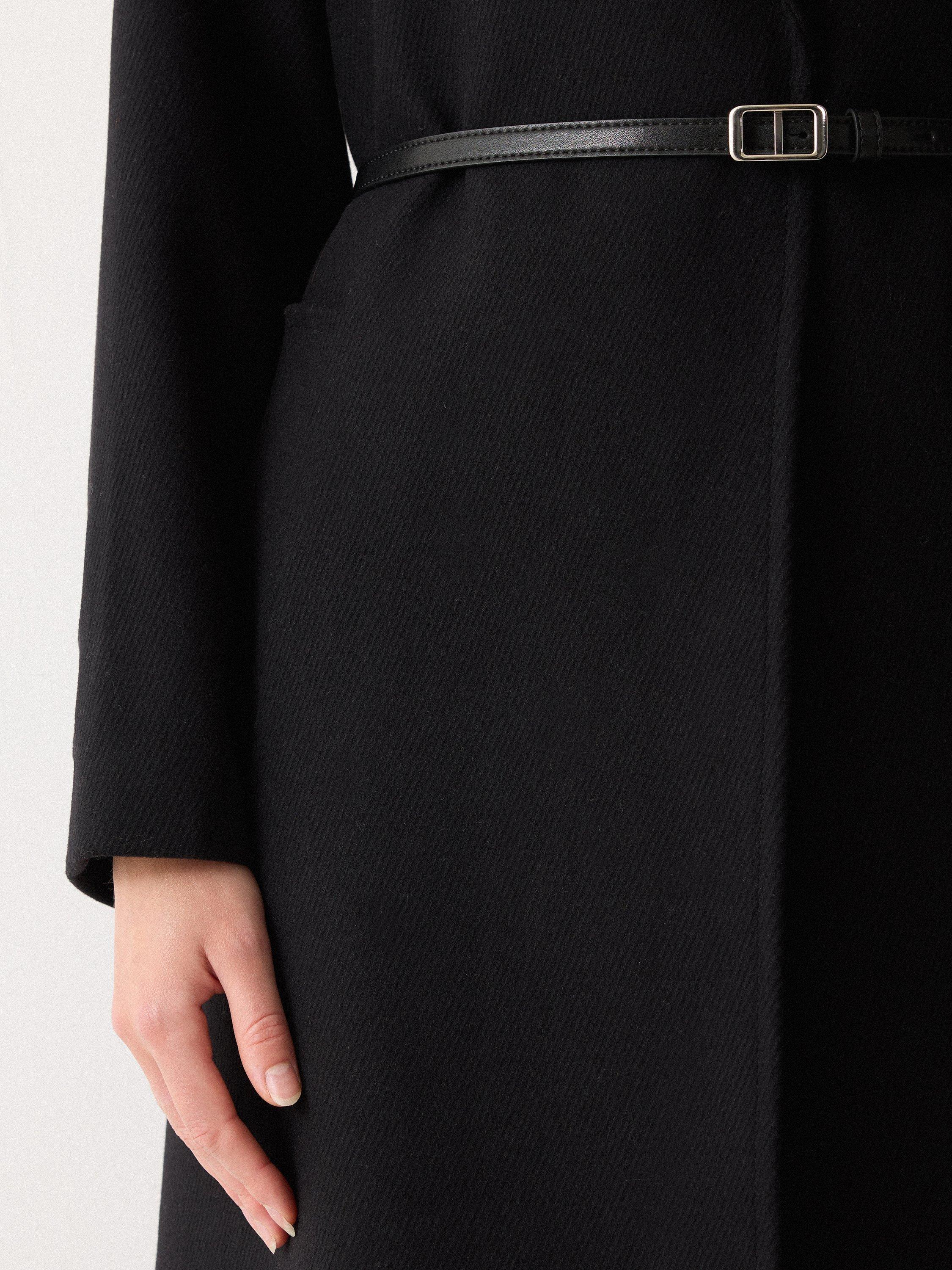 Product image 3 of 6, which shows Jigsaw Belted Raglan Wool Rich Coat, Black, 6