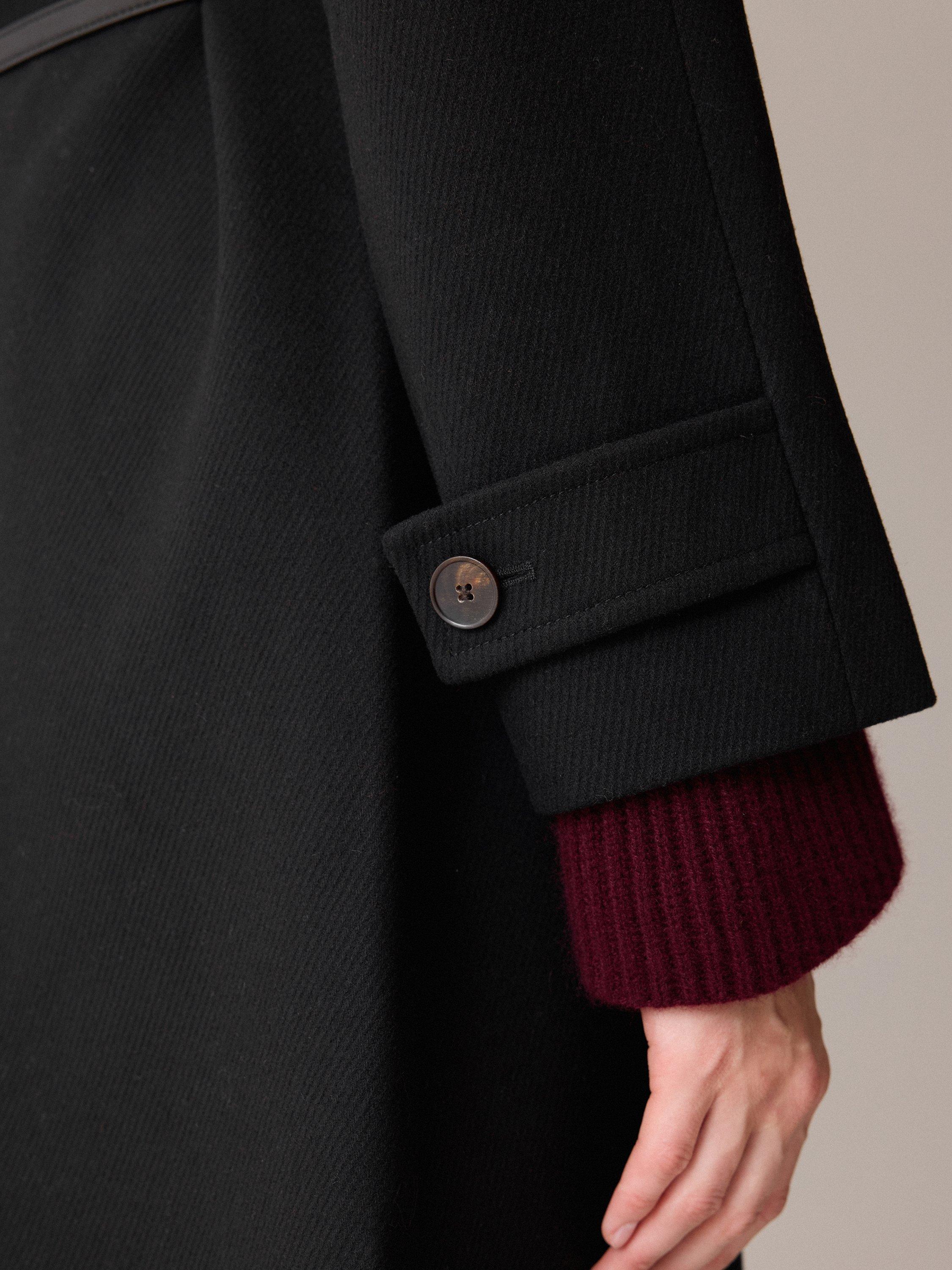 Product image 6 of 6, which shows Jigsaw Belted Raglan Wool Rich Coat, Black, 6