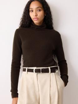 Jigsaw Holden Pure Cloud Cashmere Polo Jumper, Brown