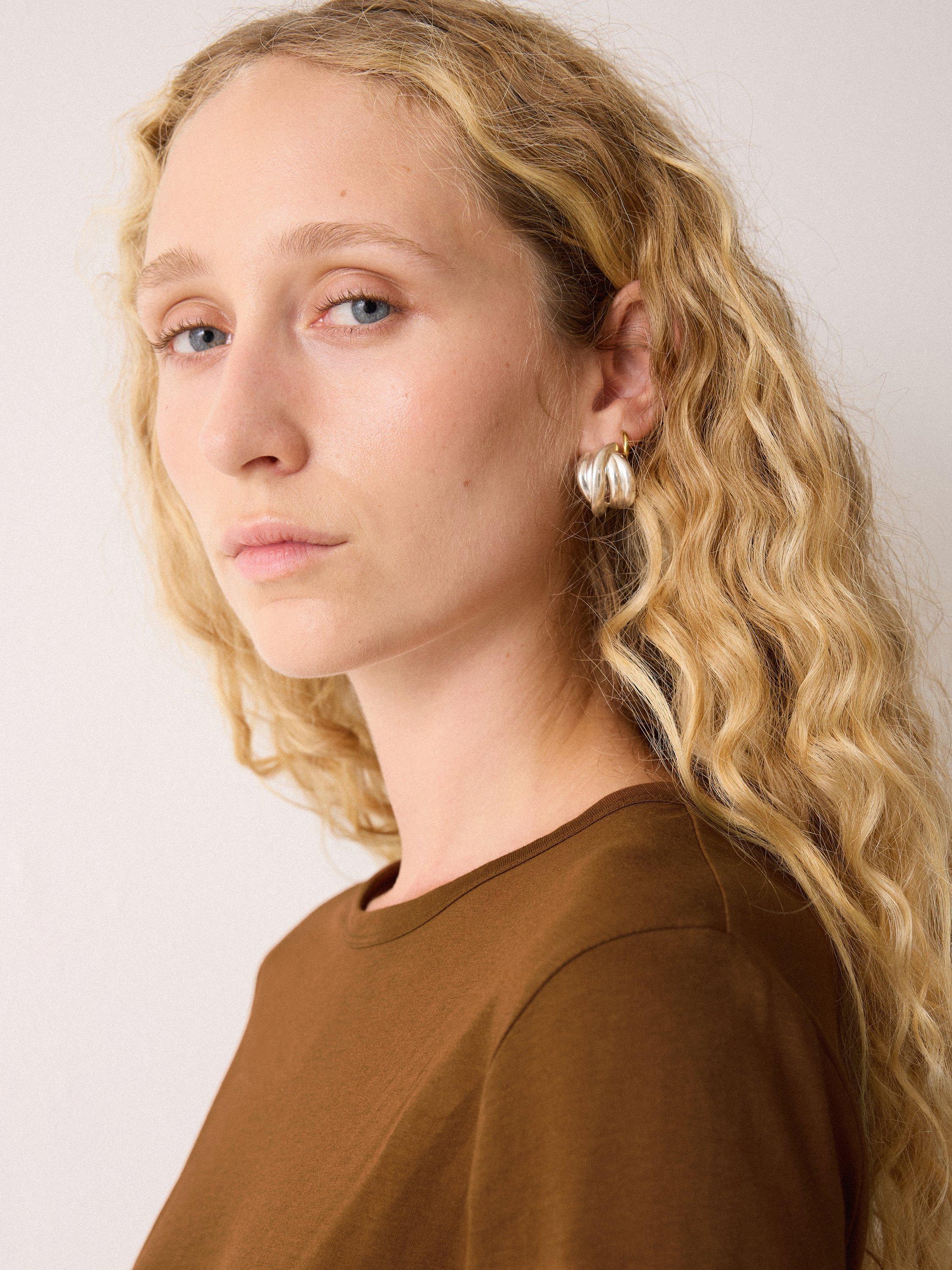 Product image 6 of 6, which shows Jigsaw Supima Cotton Long Sleeve Top, Brown, M