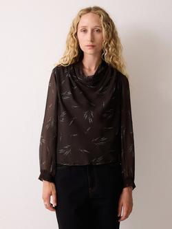 Jigsaw Wheat Flower Cowl Neck Top, Brown, Brown