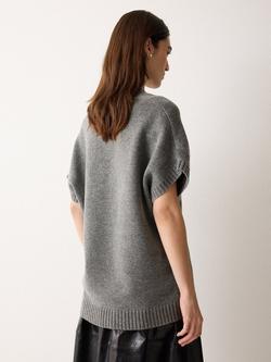 Jigsaw Longline Pure Merino Wool Tank Top, Grey - view 2, Grey