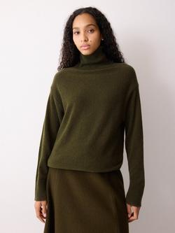 Jigsaw Turtleneck Cocoon Wool Rich Jumper, Khaki, Khaki